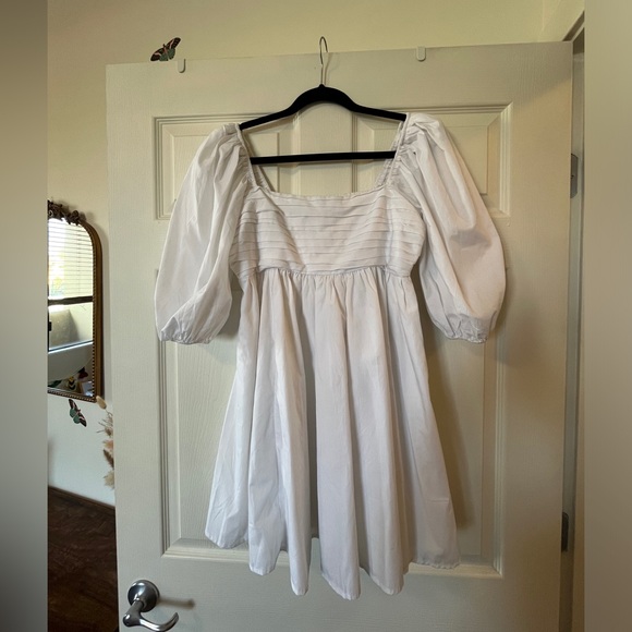 Abercrombie & Fitch White Emerson Poplin Puff Sleeve Mini Dress - Picture 4 of 5